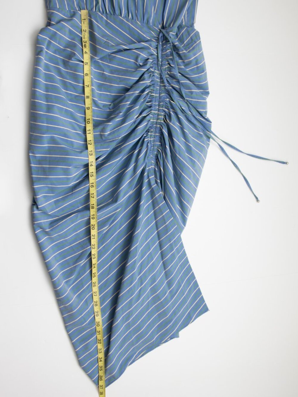 Veronica Beard Teagan Dress Striped Maxi Ruched Blue Kelly Green Size 8 - Picture 8 of 8